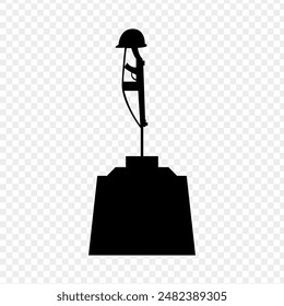 Ilustración vectorial de rifle con sombrero en un podio sobre fondo transparente