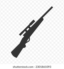 Vector illustration of rifle icon in dark color and transparent background(png).