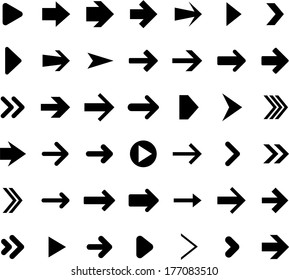 Vector illustration of right arrow icons. 