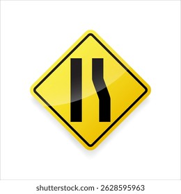 Vector illustration of a right lane ends ahead road sign, warning drivers of an upcoming lane merge.