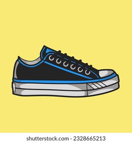 vector illustration of right shoe isolated on yellow background.