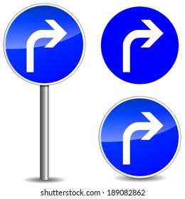 Vector illustration of right signpost on white background