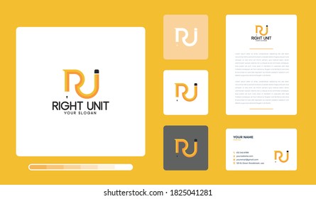 Vector illustration of right unit logo design template. Isolated on a colored background.
