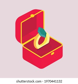 Vector illustration of a ring box. ring box isolated on soft color background. ring box vector or illustration art. can be used print, template, design element in web and mobile.
