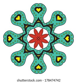 Vector illustration. Ring with flower and Hearts.