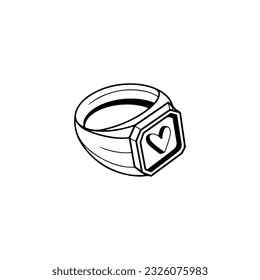 vector illustration of a ring with a heart symbol