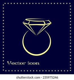 Vector illustration Ring with a jewel 