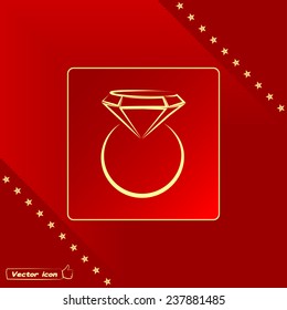 Vector illustration Ring with a jewel 