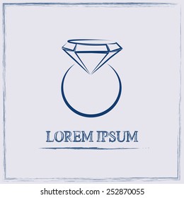 Vector illustration Ring with a jewel 