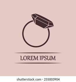 Vector illustration Ring with a jewel 