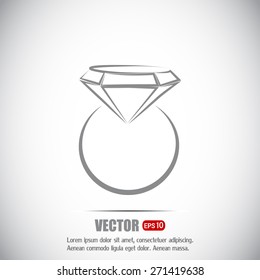 Vector illustration Ring with a jewel 