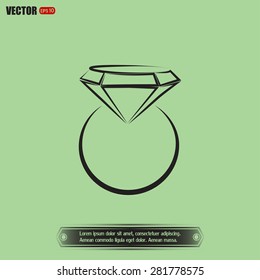 Vector illustration Ring with a jewel 