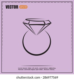 Vector illustration Ring with a jewel 
