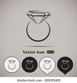 Vector illustration Ring with a jewel 
