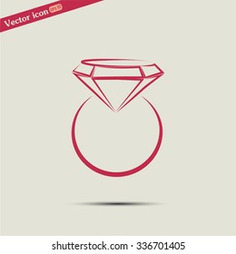 Vector illustration Ring with a jewel 