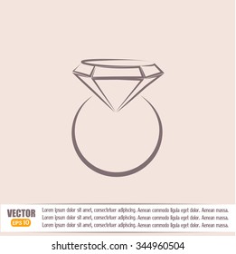 Vector illustration Ring with a jewel 