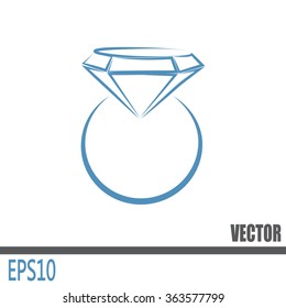 Vector illustration Ring with a jewel 