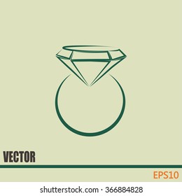 Vector illustration Ring with a jewel 