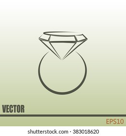 Vector illustration Ring with a jewel 