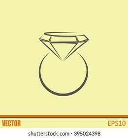 Vector illustration Ring with a jewel 