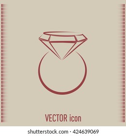 Vector illustration Ring with a jewel 