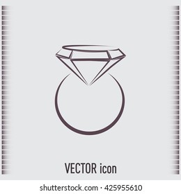 Vector illustration Ring with a jewel 