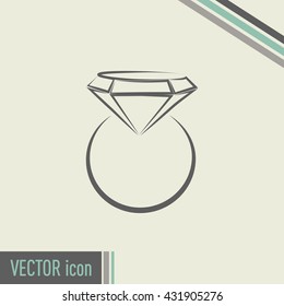 Vector illustration Ring with a jewel 