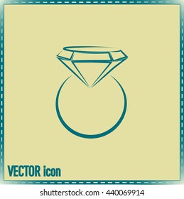 Vector illustration Ring with a jewel 