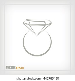 Vector illustration Ring with a jewel 