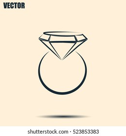 Vector illustration Ring with a jewel 