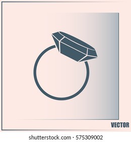 Vector illustration Ring with a jewel 