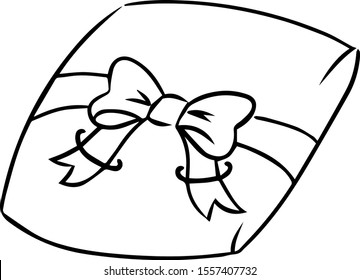 Vector illustration of ring pillow in ribbon