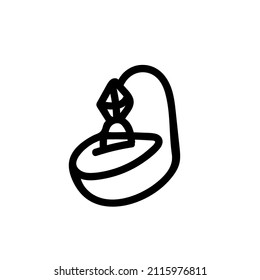 Vector illustration of a Ring for Valentine's Day with a black line on an isolated background.Single,simple,festive picture in doodle style.Design for cards,stickers,posters,web,packaging.