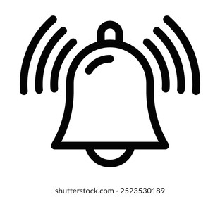 Vector illustration of a ringing notification bell, representing alerts, reminders, or notifications. Editable stroke