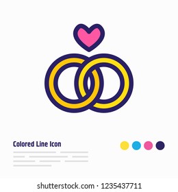 Vector illustration of rings icon colored line. Beautiful party element also can be used as engagement icon element.