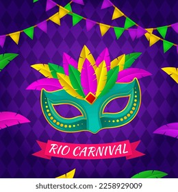 Ilustración vectorial de la bandera del Carnaval de Río el mayor carnaval del mundo