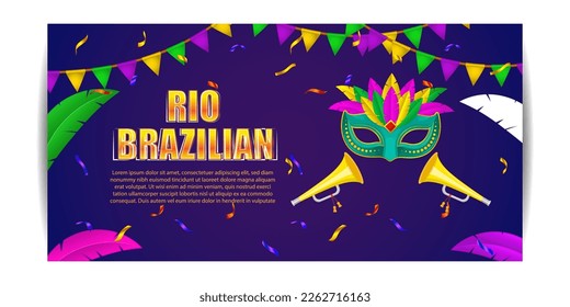 Vector illustration of Rio Carnival banner the biggest carnival in the world