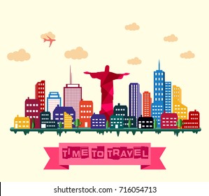 Vector illustration of Rio de Janeiro skyline background