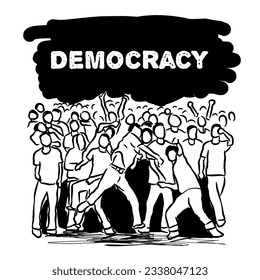 Ilustración vectorial de demostración de disturbios o mal comportamiento. Adecuado para completar ilustraciones de noticias, noticias en medios sociales, etc