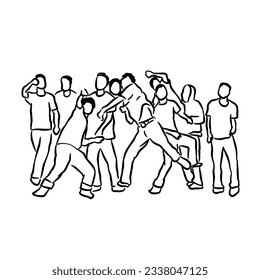Vector illustration of riot demonstration or bad behavior. Suitable for completing news illustrations, social media news etc