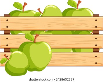 Vector illustration of ripe apples in a crate.