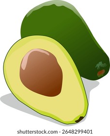 Ilustração vetorial de frutos maduros de abacate, frutos frescos de abacate