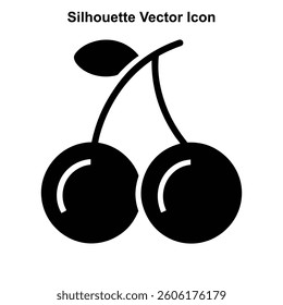 Vector illustration of ripe cherries with fresh green leaves