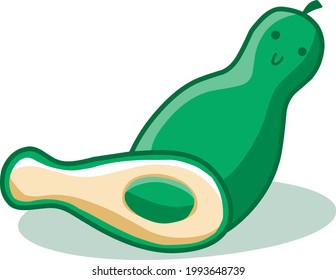 vector illustration of ripe green avocado fruit in simple flat style.