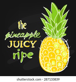 Vector illustration ripe juicy pineapple style doodle art