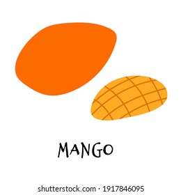 Vector illustration of ripe mango in hand drawn flat style.