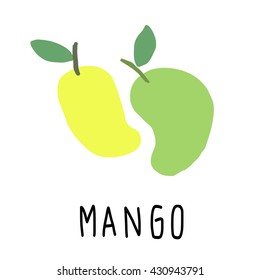 vector illustration- Ripe mango and unripe mango isolated on white background. 