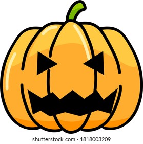 vector illustration of a ripe pumpkin with a creepy mouth, perfect for design materials for fruit products, flyers and more
