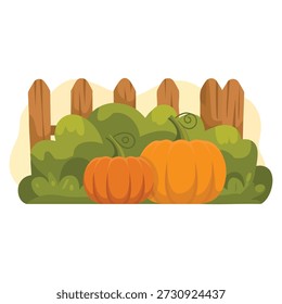 Vector illustration of ripe pumpkin vegetable ideal for seasonal harvesting yield autumn fall farm garden and produce themed creative designs