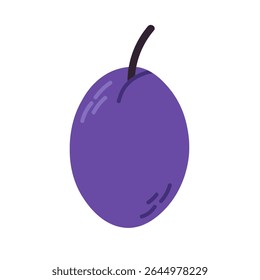 Vector illustration of a ripe purple plum. Suitable for design projects related to summer fruits, nutrition, and natural food packaging